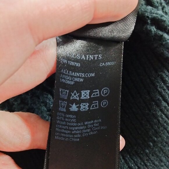 All Saints Mens Argg Crew Waffle Knit Sweater Pullover Large - Picture 7 of 7